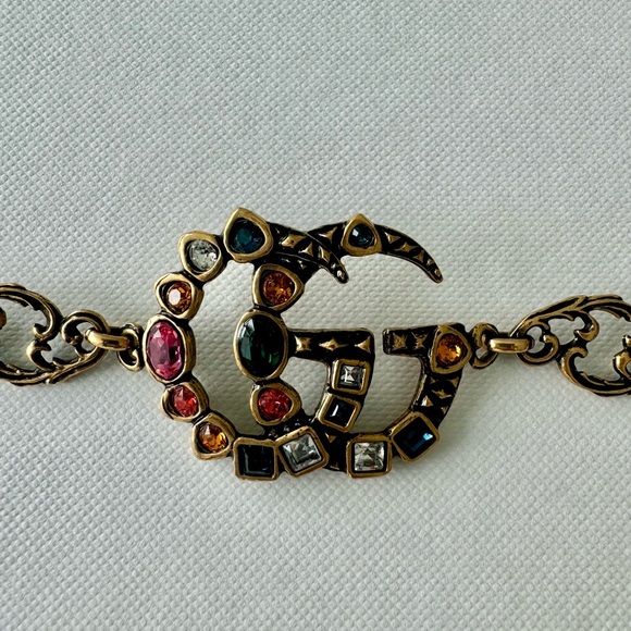 Gucci Arabesque GG Marmont Gold Bracelet with Crystals - Picture 4 of 9